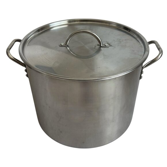 Vintage 16 Qt Stainless Steel Stackable Pot with Metal Lid Durable Cooking Pan - Picture 2 of 4